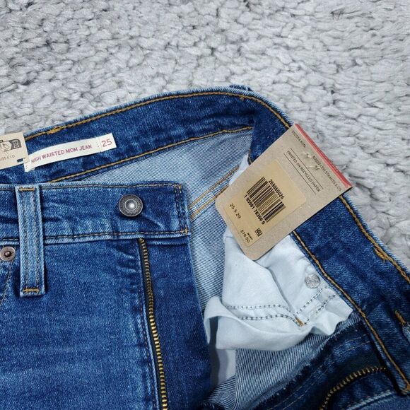 Levi's High Waisted Mom Jeans Tapered Stretch Size 25 x 29 Medium Wash Blue - Picture 6 of 12